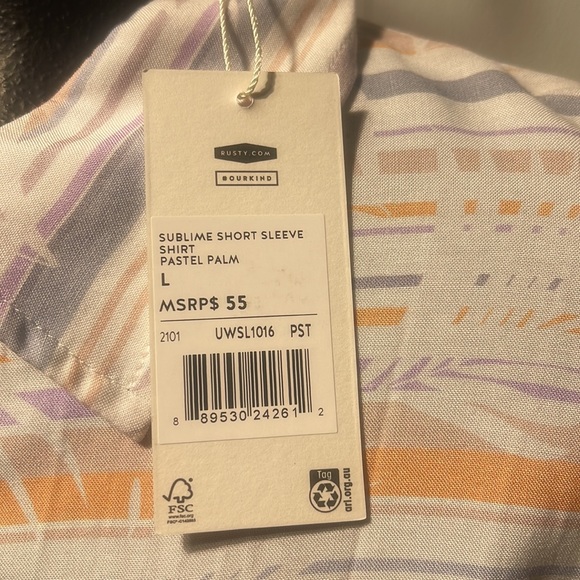 Rusty Women’s Sublime Shirt size L color Pastel Palm New! - Picture 3 of 3